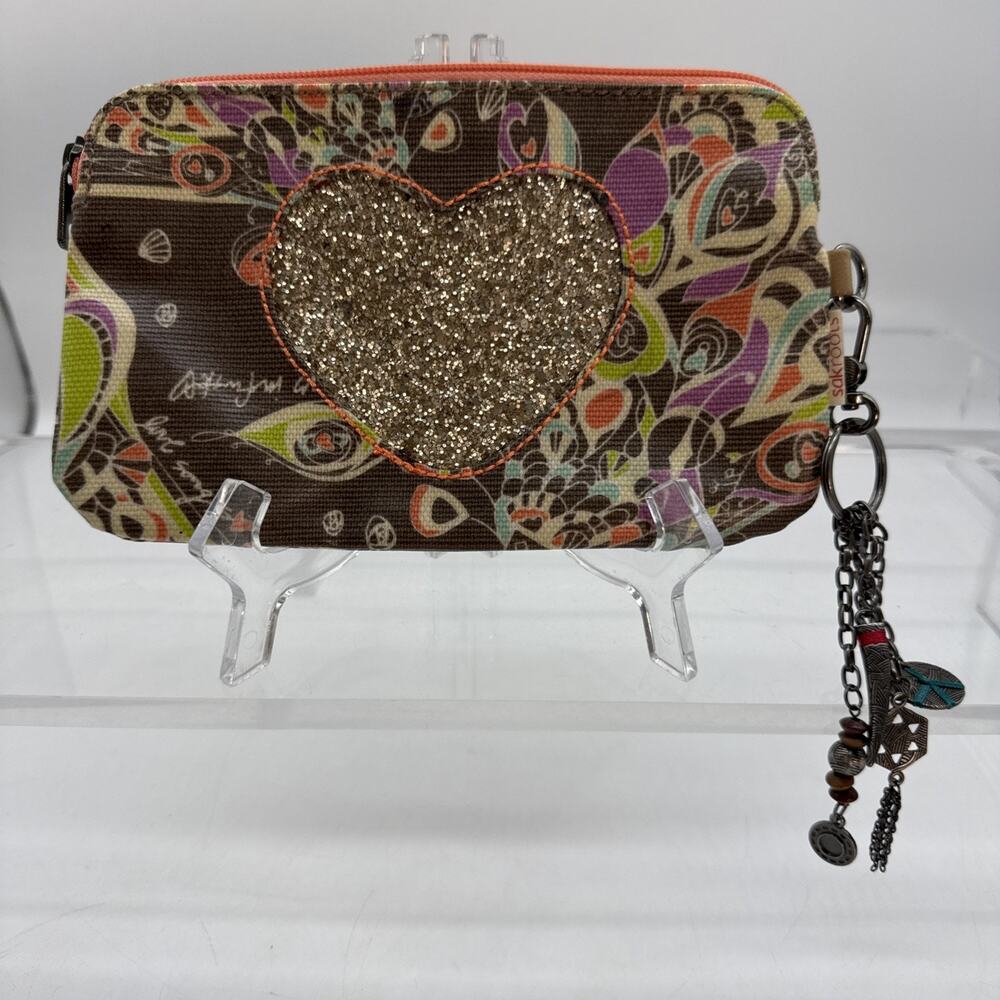 Sakroots Artist Circle Cosmetic Make-Up Bag Pouch Zipper Closure Coated Travel